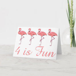 Cute Flamingos Fjärde födelsedagen är Roligt Kort