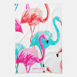 Cute Flamingos Kökshandduk