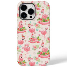 Cute flamingos och tropiska blommor