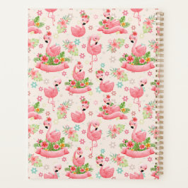 Cute flamingos och tropiska blommor
