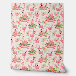 Cute flamingos och tropiska blommor