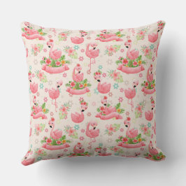 Cute flamingos och tropiska blommor kudde