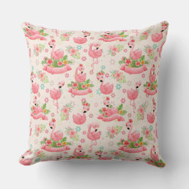 Cute flamingos och tropiska blommor kudde