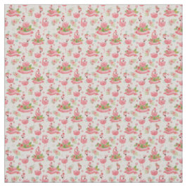 Cute flamingos och tropiska blommor tyg