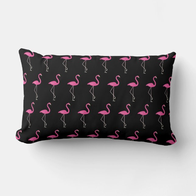 Cute Flamingos på Black Lumbarkudde (Framsida)
