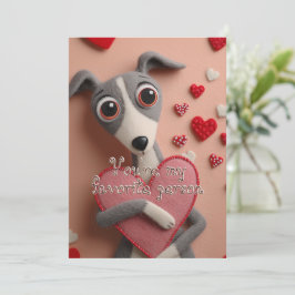 Cute Flannel Puppy With Hearts Valentine-Birthday Julkort