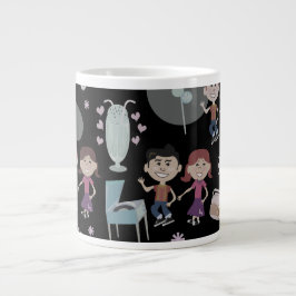 Cute Flashback Kids Lycklig Fifties Mönster Jumbo Mugg