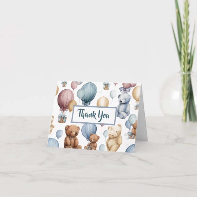 Cute Flat Baby Boy Thank You Card – Pastel Style Tack Kort (Framsida)