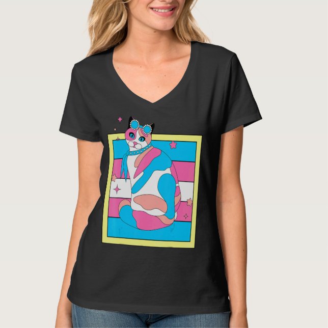 Cute Fled-Lesbisk Calico Ca Gays T Shirt (Framsida)
