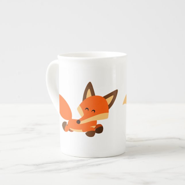 Cute Fleet Tecknad Fox Bone China Mugg Benporslin Mugg (Framsida vänster)