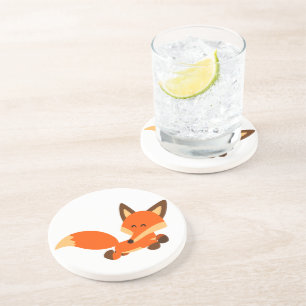 Cute Fleet Tecknad Fox Underlägg Sandsten