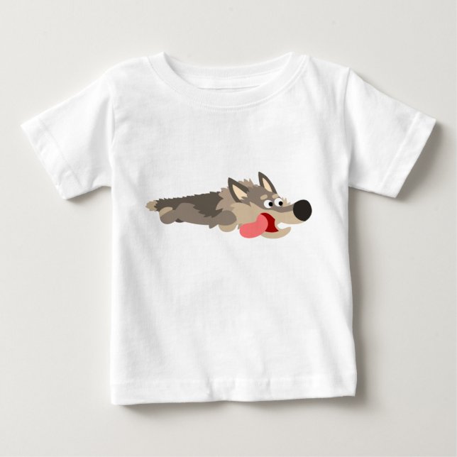Cute Fleet Tecknad Varg Baby T-Shirt (Framsida)