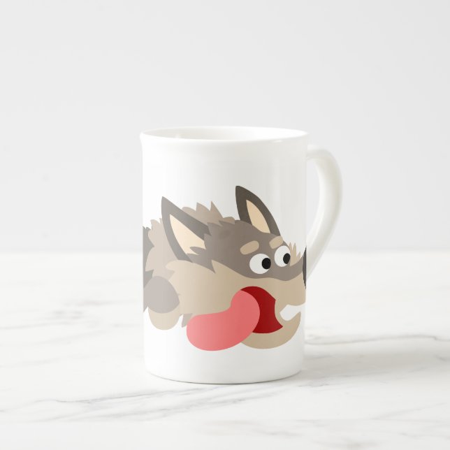 Cute Fleet Tecknad Varg Bone China Mugg Benporslin Mugg (Framsida höger)