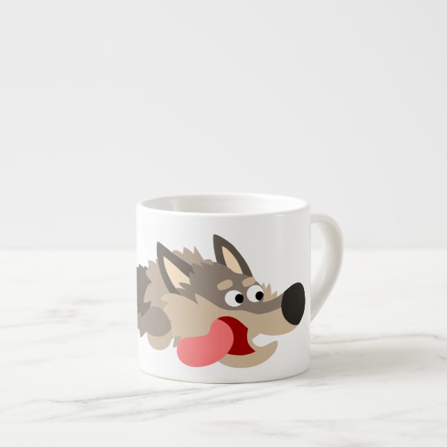 Cute Fleet Tecknad Varg Espresso Mugg Espressomugg (Framsida höger)