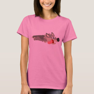 Cute Fleet Tecknad Varg Kvinnor T-Shirt