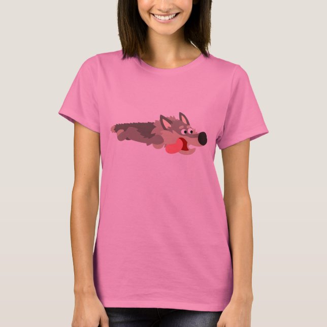 Cute Fleet Tecknad Varg Kvinnor T-Shirt (Framsida)