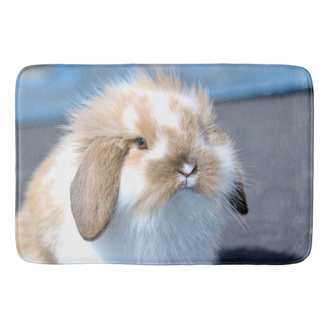 Cute Flemish white och brun kanin Badrumsmatta (Framsidan)