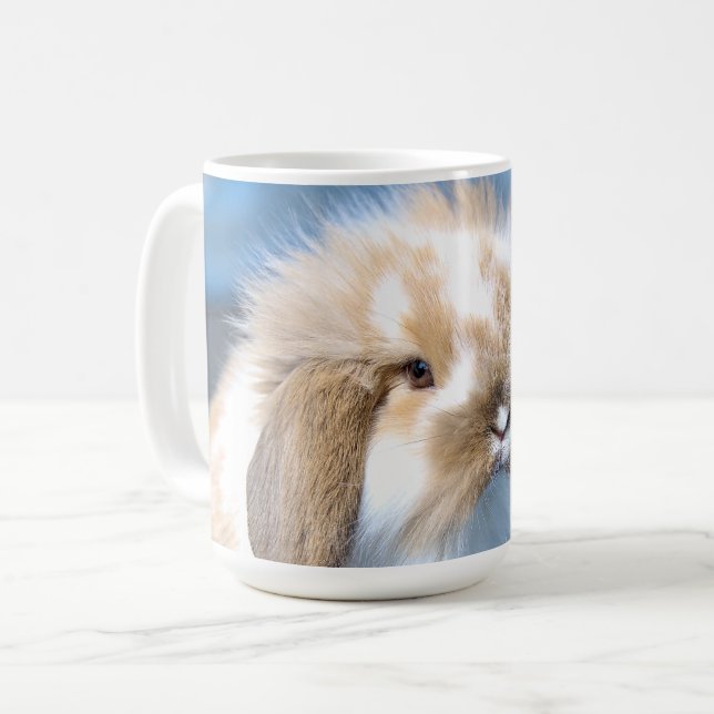 Cute Flemish white och brun kanin Kaffemugg (Framsida vänster)