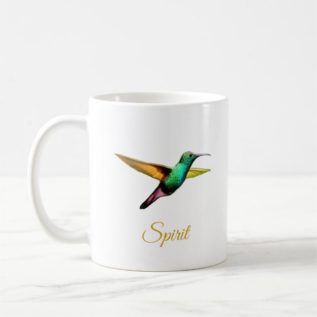 Cute, flerfärgad hummingbird & calligraphy kaffemugg (Vänster)