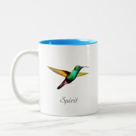 Cute, flerfärgad hummingbird & calligraphy Två-Tonad mugg