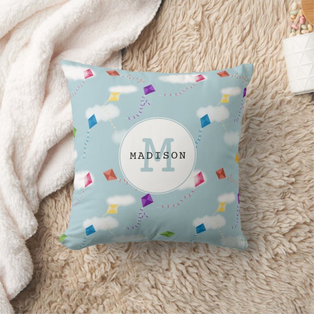Cute Flerfärgade flygande drakar Kids Monogram Kudde (Filt)