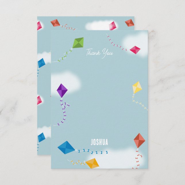 Cute Flerfärgade flygande drakar Kids Mönster Tack Kort (Fram/baksida)