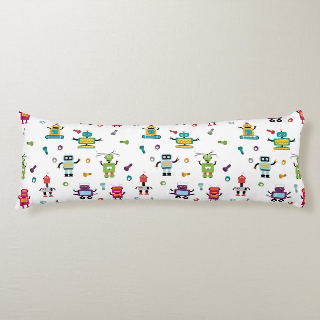 Cute Flerfärgade robots Kids Robot Mönster Kroppskudde (Framsidan)