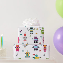 Cute Flerfärgade robots Kids Robot Mönster Presentpapper