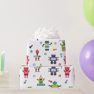 Cute Flerfärgade robots Kids Robot Mönster Presentpapper