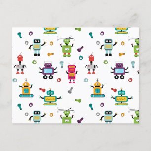 Cute Flerfärgade robots Kids Robot Mönster Vykort
