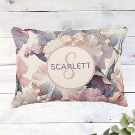 Cute Flicka Anpassningsbar Monogram Blommigt Rosa  Prydnadskudde