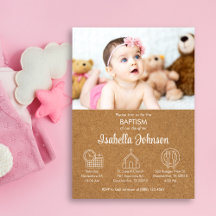 Cute Flicka Bautizo-inbjudan Modern baptism
