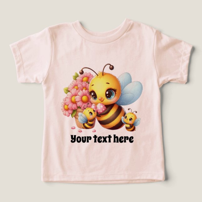 Cute flicka Bee add text T Shirt (Design Framsida)