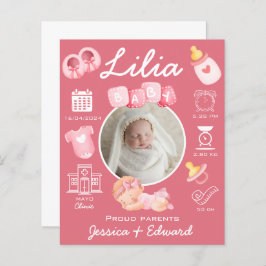 Cute Flicka Birgats Stats Rosa Nyfödd Modern