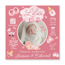 Cute Flicka Birgats Stats Rosa Nyfödd Modern