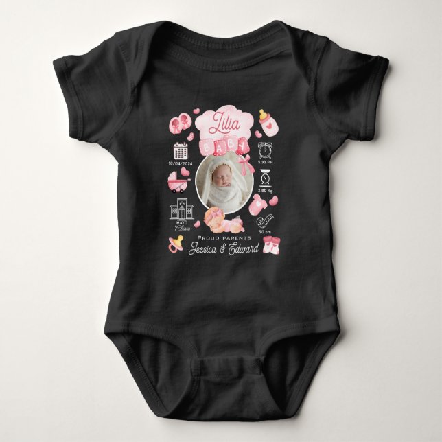 Cute Flicka Birgats Stats Rosa Nyfödd Modern T Shirt (Framsida)