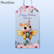 Cute Flicka Butterfly Rosa Blommigt Kid Birthday