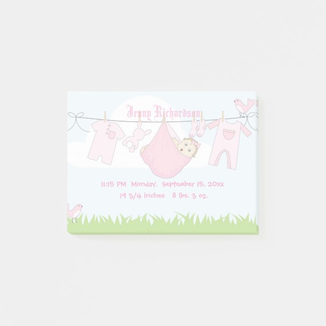 Cute Flicka Clothes Line Post-it Block (Framsida)