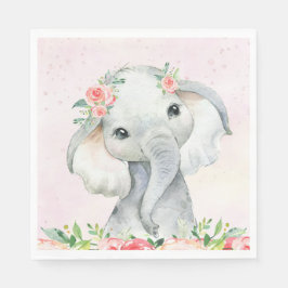 Cute Flicka Elephant Baby Shower Napkins Pappersservett