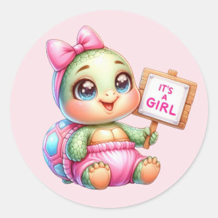 Cute flicka havsköldpadda runt klistermärke