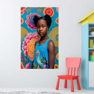 Cute-flicka med fågeltanktop poster
