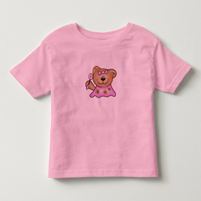 Cute Flicka Nalle i Rosa Tee Shirt (Framsida)