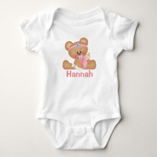 Cute Flicka Nalle och Monogram Tee