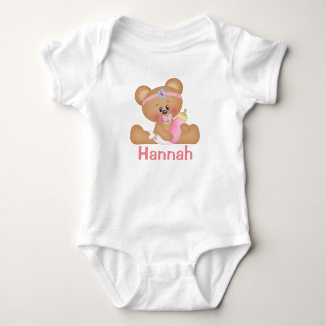 Cute Flicka Nalle och Monogram Tee (Framsida)
