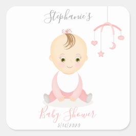 Cute Flicka och hennes babyskor för bärbara datore Fyrkantigt Klistermärke