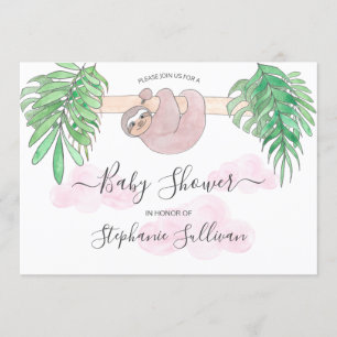 Cute Flicka Sloth Baby Shower Inbjudningar