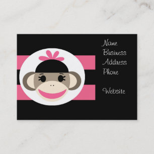 Cute Flicka Sock monkey Black Rosa Rand Visitkort