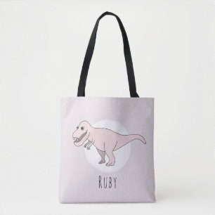 Cute Flicka T-Rex Dinosaur med Namn Tygkasse