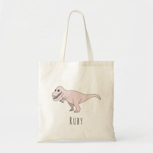 Cute Flicka T-Rex Dinosaur med Namn Tygkasse