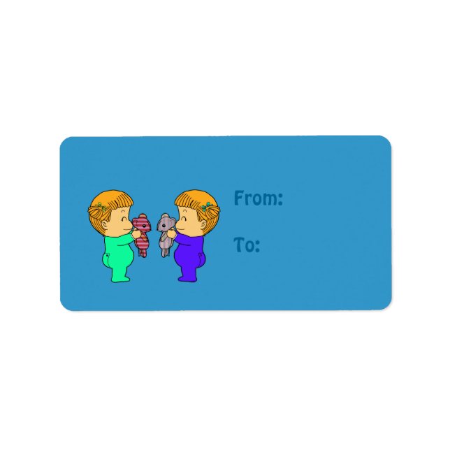Cute flicka twillingar adressetikett (Framsidan)